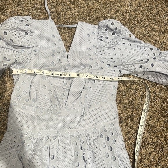 ASOS DESIGN PREMIUM PLUNGE BRODERIE TIERED MIDI DRESS WITH BUTTON NECK WITH - Picture 7 of 12